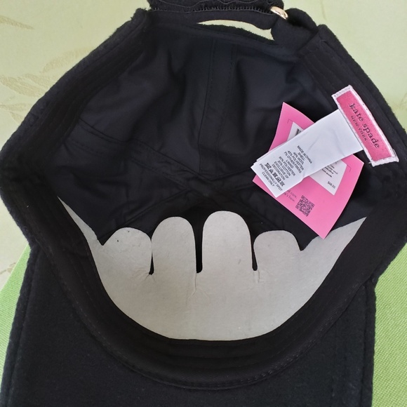KATE SPADE SPADE FLOWER WOOL BLEND BASEBALL HAT CAP:NWT BLACK - Picture 9 of 10